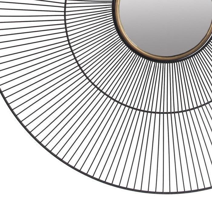 Sunburst Design Dual Metal Encased Wall Mirror, Large, Black
