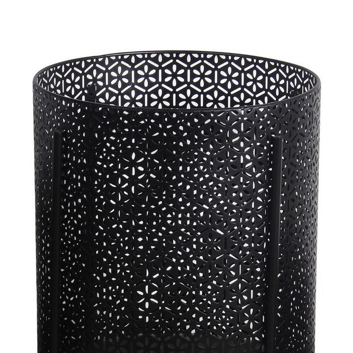 Metal Planters with Floral Hexagon Cut Out Design, Set of 3, Black