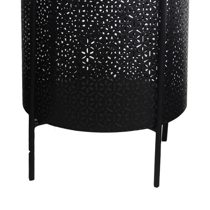Metal Planters with Floral Hexagon Cut Out Design, Set of 3, Black