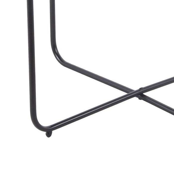 Round Accent Table with Tubular Legs and Cross Base, Large,Black and Brown