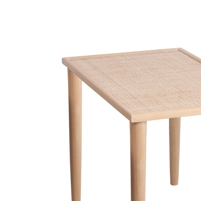 Wooden Accent Table with Lattice Design Top, Set of 3, Natural Brown