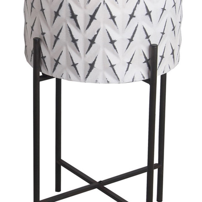 Two Tone Metal Planter with Tubular Legs, Set of 2, White and Black