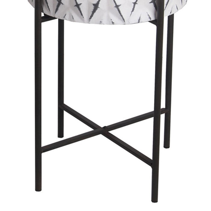 Two Tone Metal Planter with Tubular Legs, Set of 2, White and Black