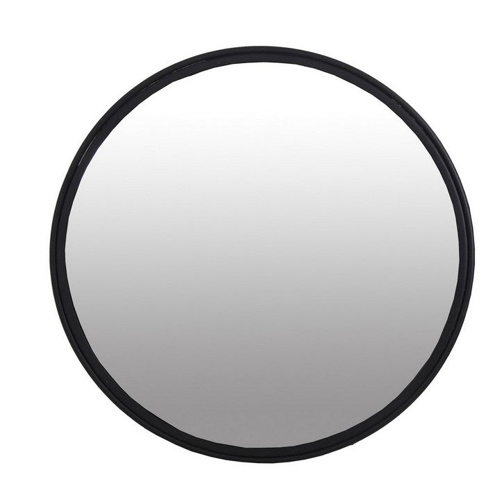 Metal Frame Round Mirror, Set of 2, Black and Silver