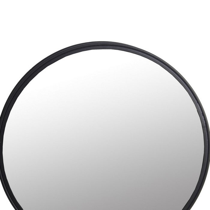 Metal Frame Round Mirror, Set of 2, Black and Silver