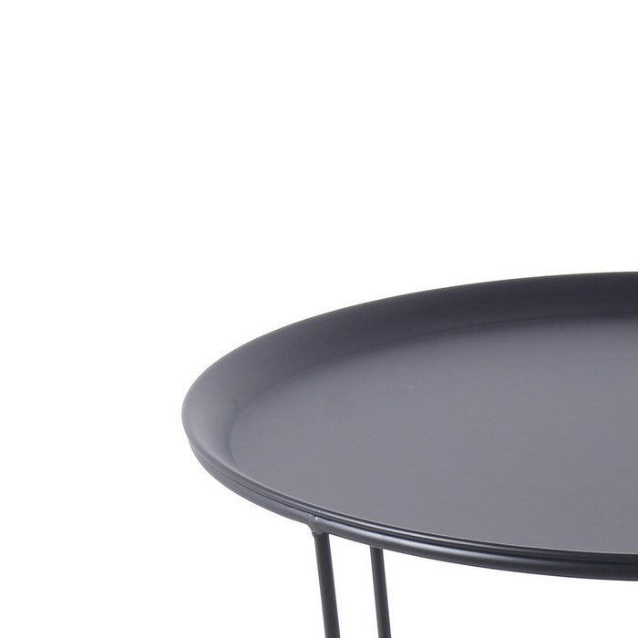 Metal Accent Table with Storage Compartment, Small, Black and Brown