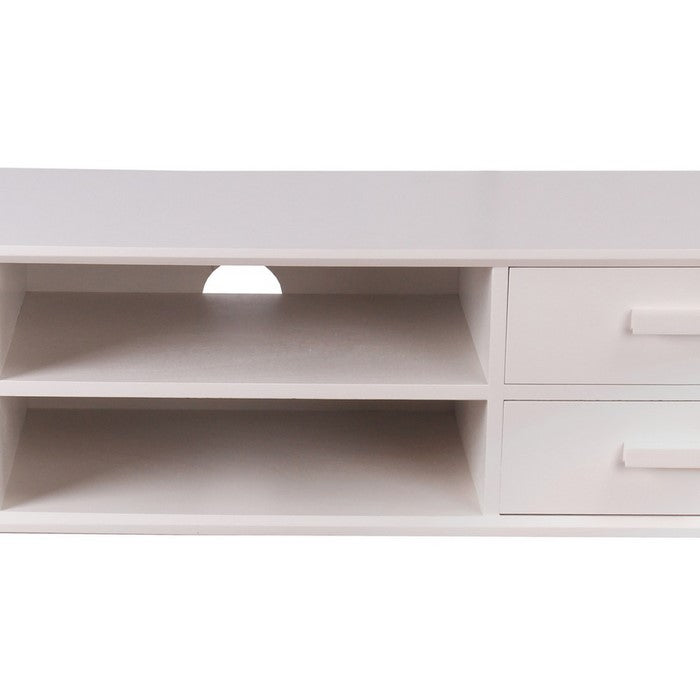 Transitional Style Tv Unit with Round Splayed Legs, White and Brown