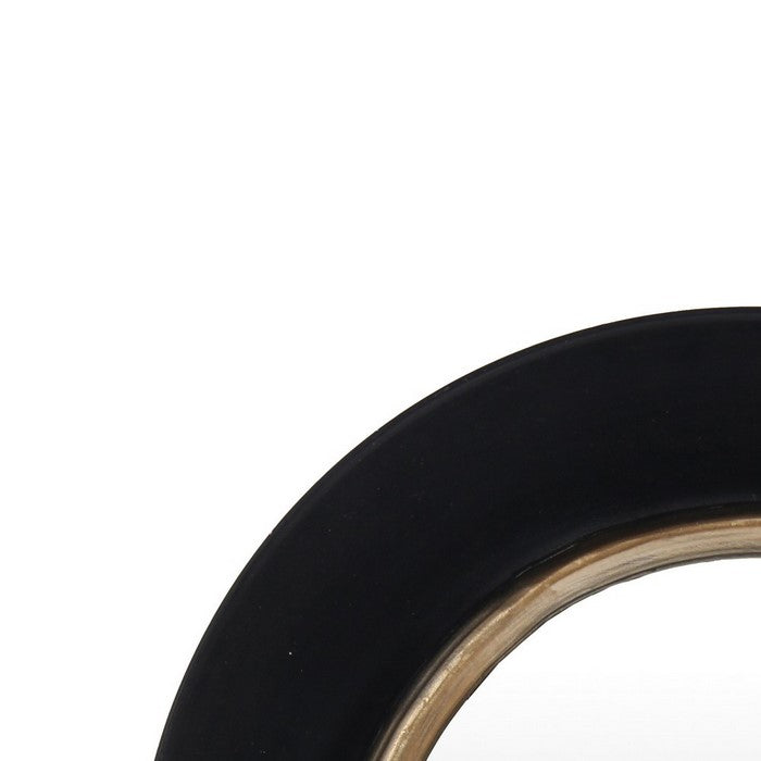 Dual Encased Metal Frame Round Wall Mirror, Large, Black and Gold