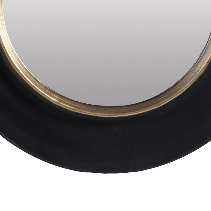 Dual Encased Metal Frame Round Wall Mirror, Large, Black and Gold