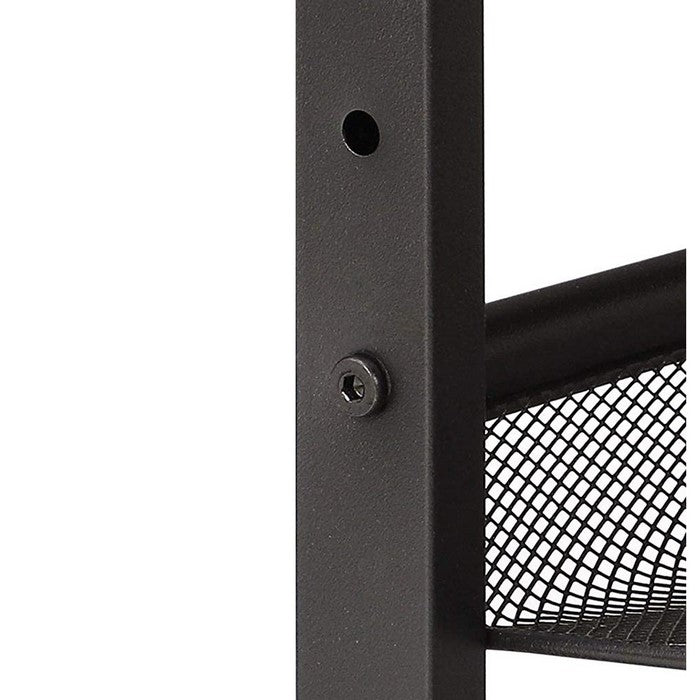 Wood and Metal Frame Nightstand with 2 Open Mesh Shelves, Brown and Black
