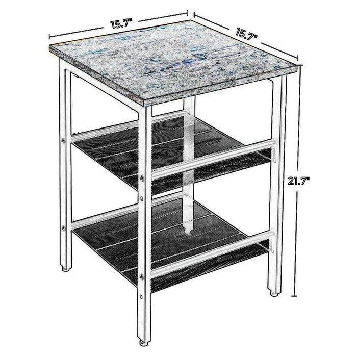 Wood and Metal Frame Nightstand with 2 Open Mesh Shelves, Brown and Black