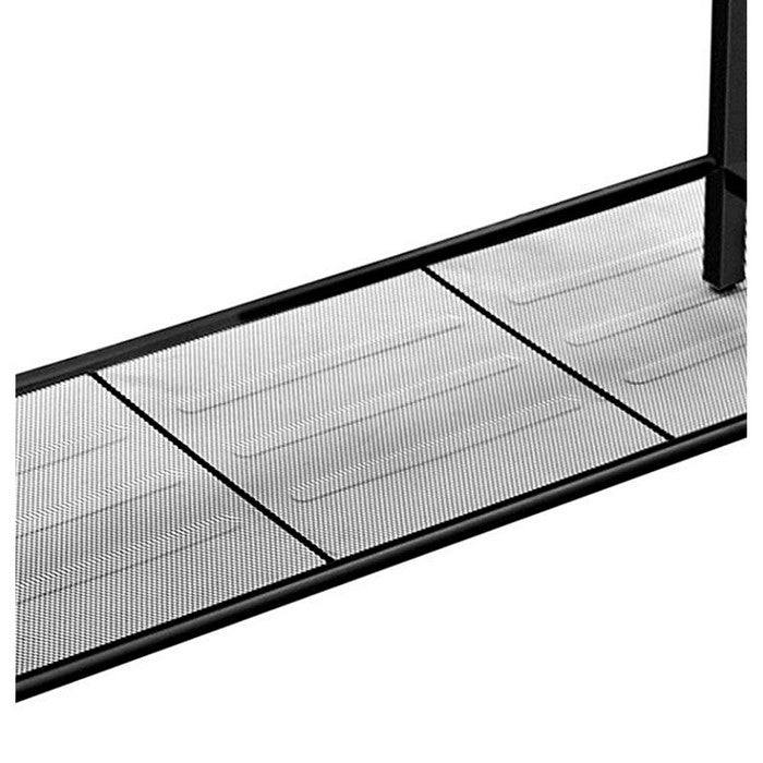 Mesh Shelf Wood Top Metal Frame Console Table, Brown and Black