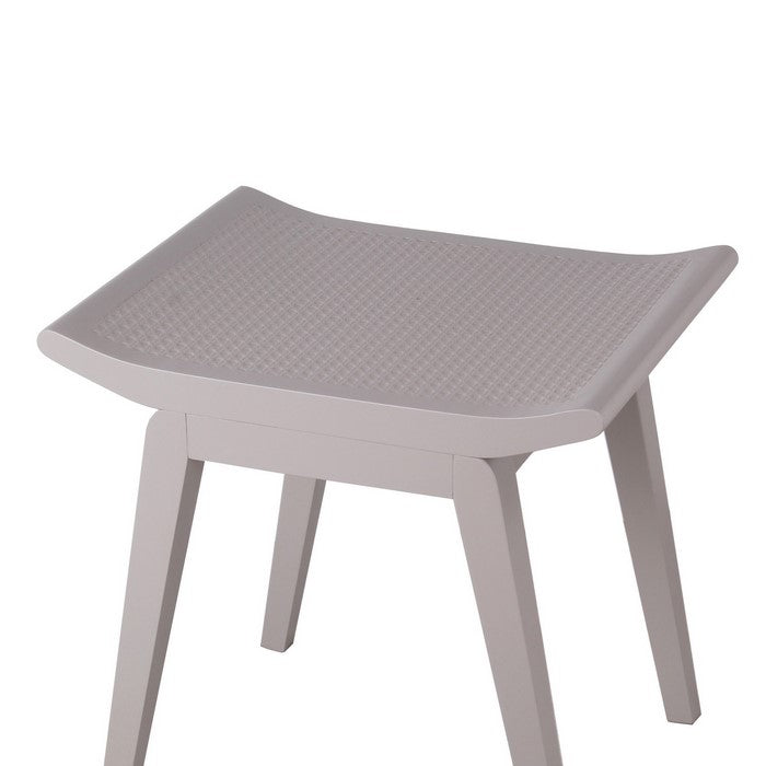 Saddle Design Wooden Stool with Angled Tapered Legs, Taupe Gray