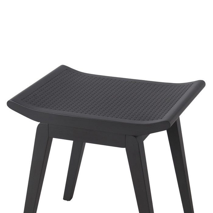 Saddle Design Wooden Stool with Angled Tapered Legs, Dark Gray