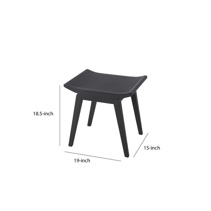 Saddle Design Wooden Stool with Angled Tapered Legs, Dark Gray