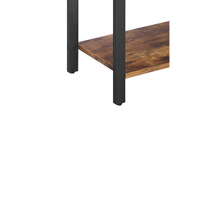 4 Tier Wood and Metal Bookcase with Criss Cross Back, Rustic Brown and Black