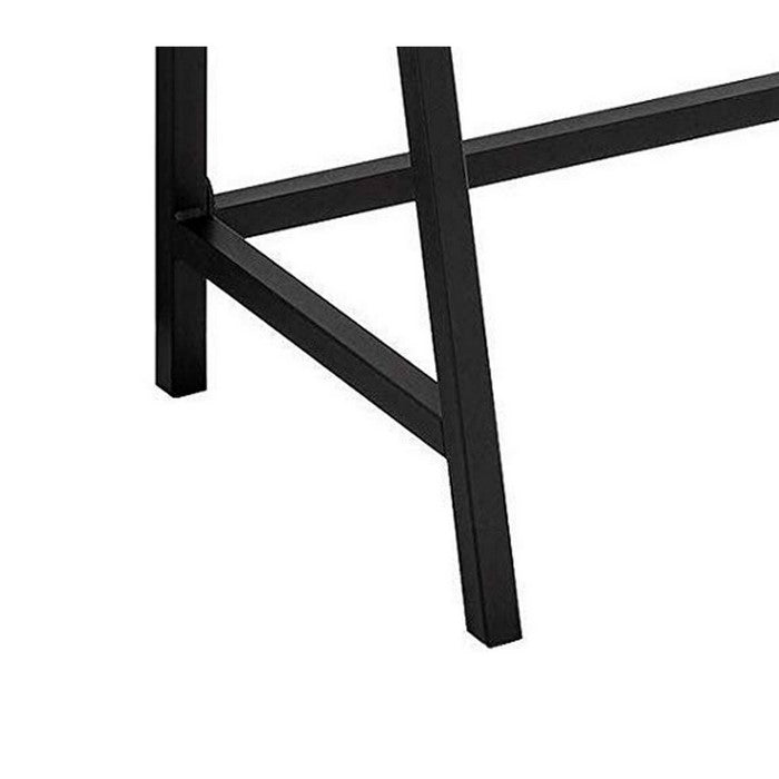 Wooden Top Writing Table with Metal Tubular Legs, Rustic Brown and Black