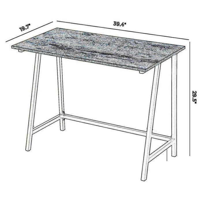 Wooden Top Writing Table with Metal Tubular Legs, Rustic Brown and Black