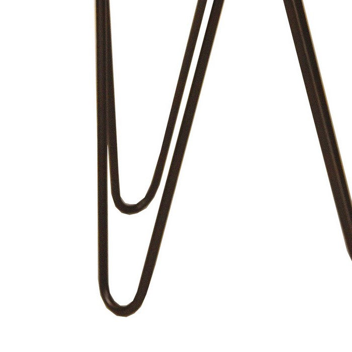 Leatherette Round Backless Stool with Hairpin Metal Legs, Brown