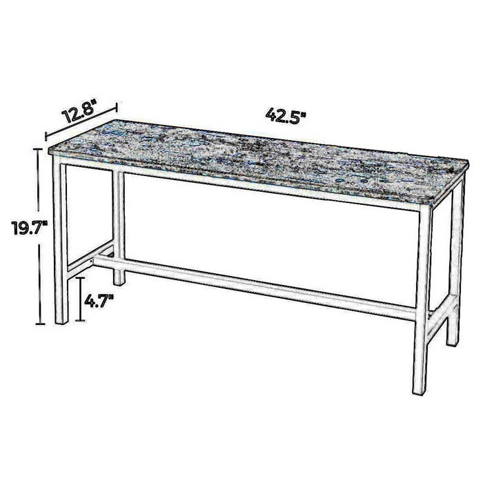 Wooden Top Indoor Bench with Metal Legs, Set of 2, Rustic Brown and Black