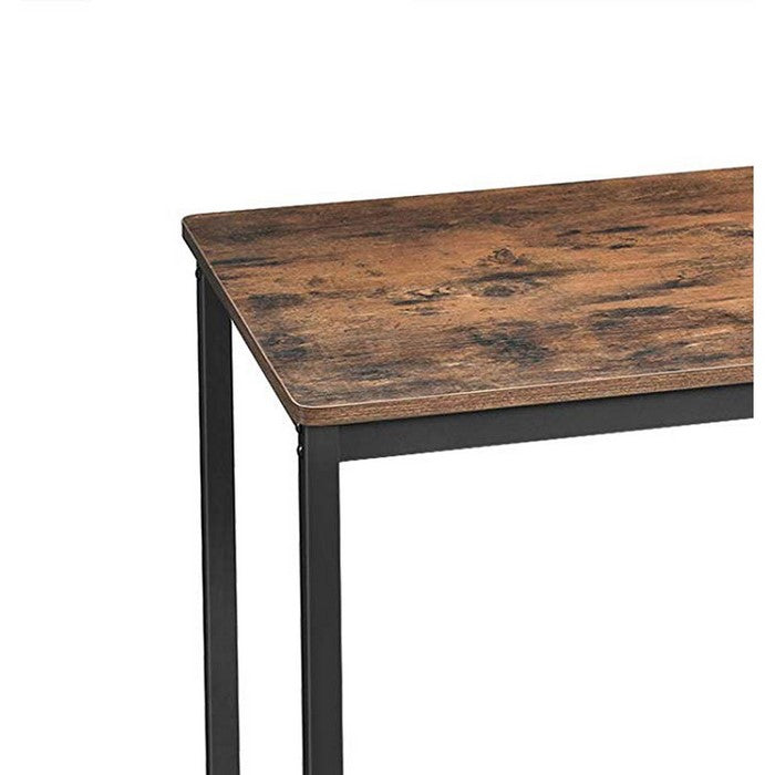 Wood and Metal Frame Bar Counter with 3 Shelves, Rustic Brown and Black