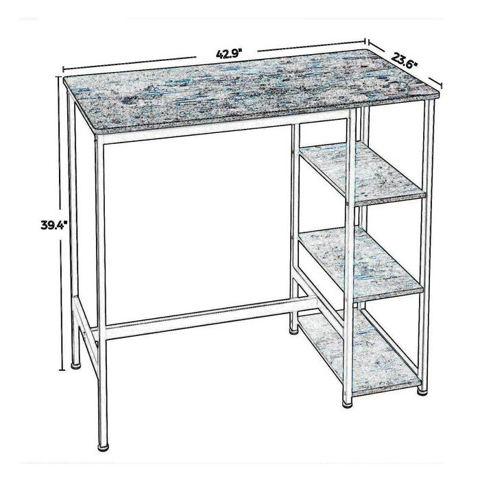 Wood and Metal Frame Bar Counter with 3 Shelves, Rustic Brown and Black