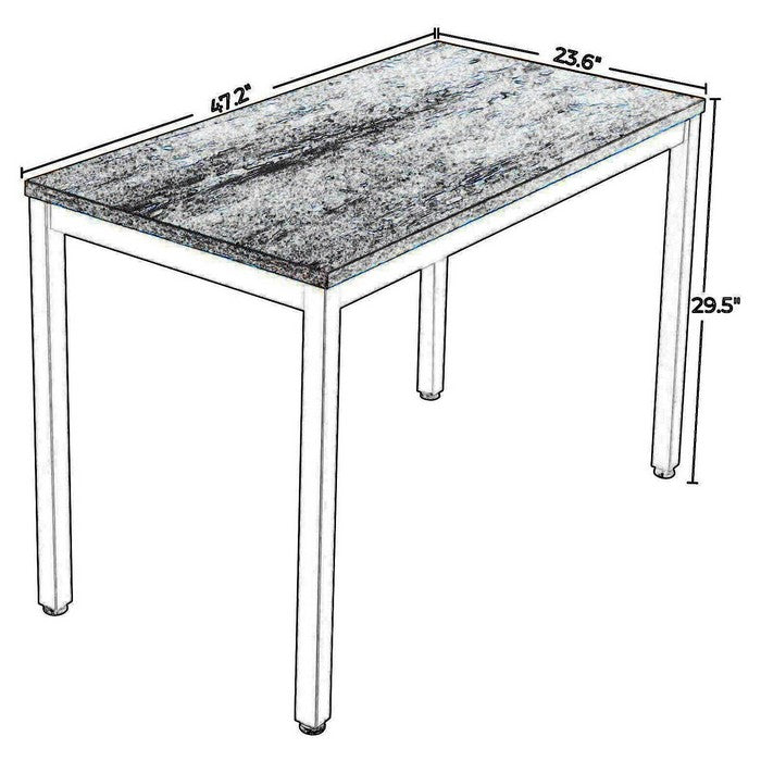 Wooden Top Writing Desk with Tubular Metal Legs, Rustic Brown and Black