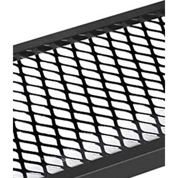 Wood and Metal Frame Side Table with 2 Open Mesh Shelves, Brown and Black