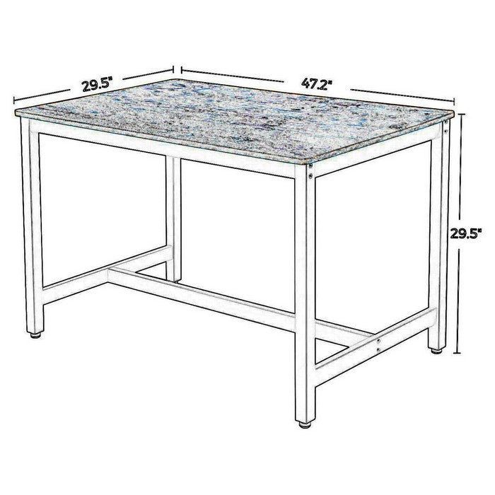 Rectangular Wooden Dining Table with Metal Frame, Rustic Brown and Black