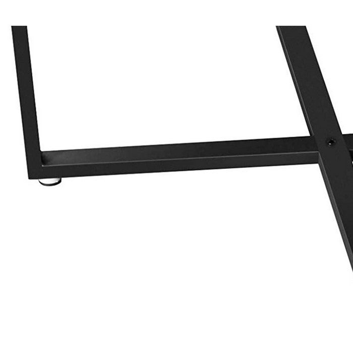 Round Wood Top Metal Frame Coffee Table with Tubular Legs, Brown and Black
