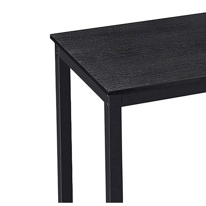 Rectangular Wooden Top Dining Table with Metal Frame, Black