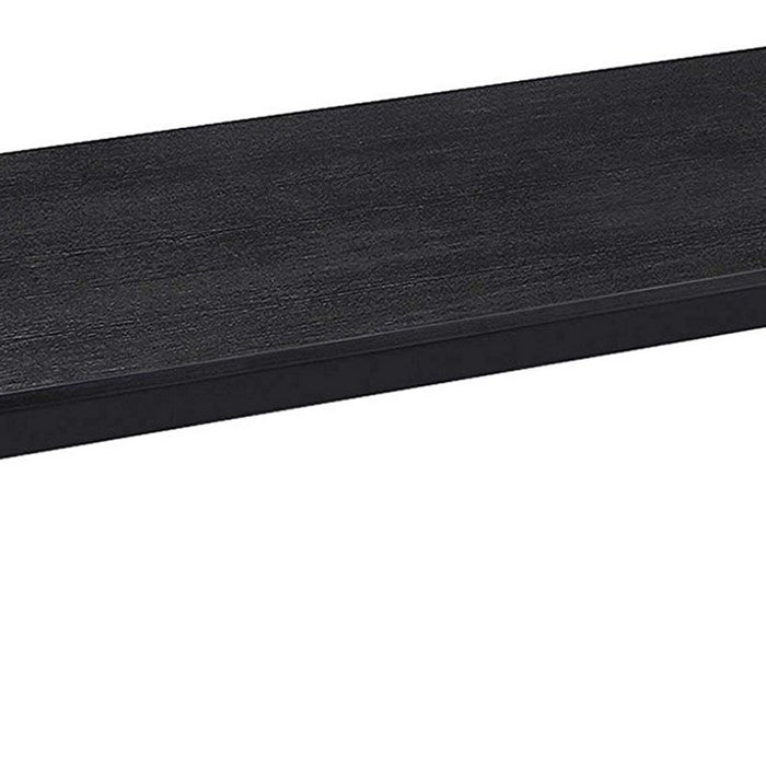 Rectangular Wooden Top Dining Table with Metal Frame, Black