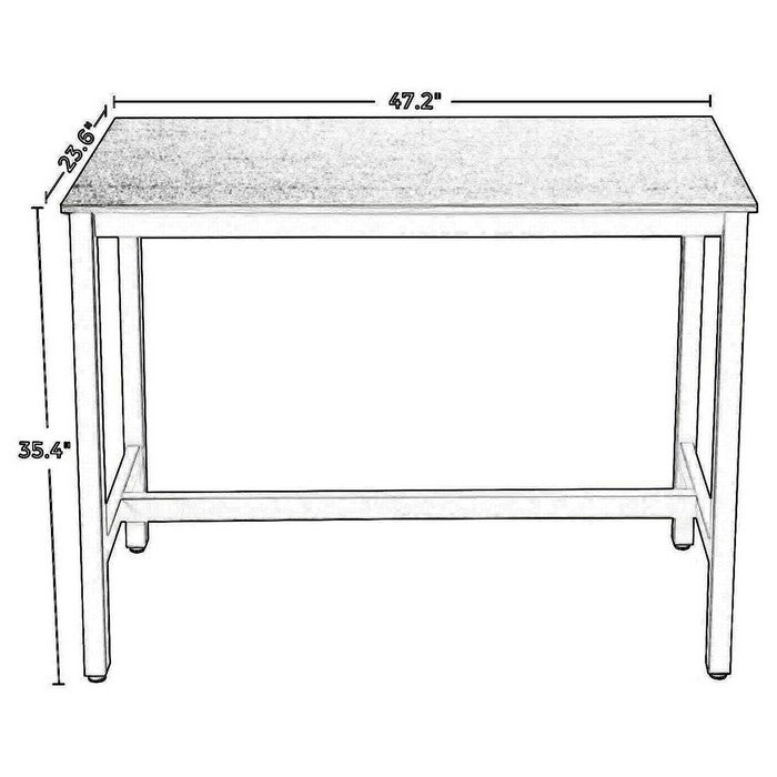 Rectangular Wooden Top Dining Table with Metal Frame, Black