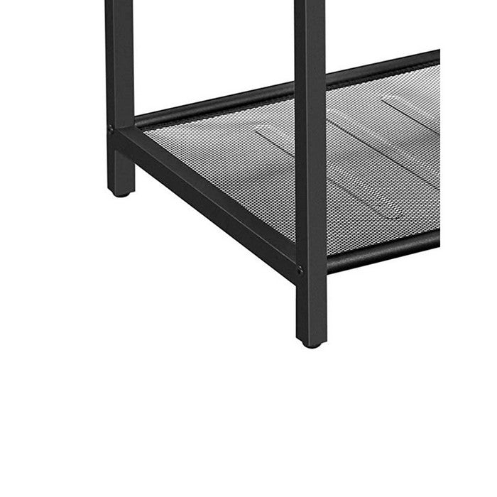 Wood and Metal Frame Nightstand with Mesh Shelf, Brown and Black