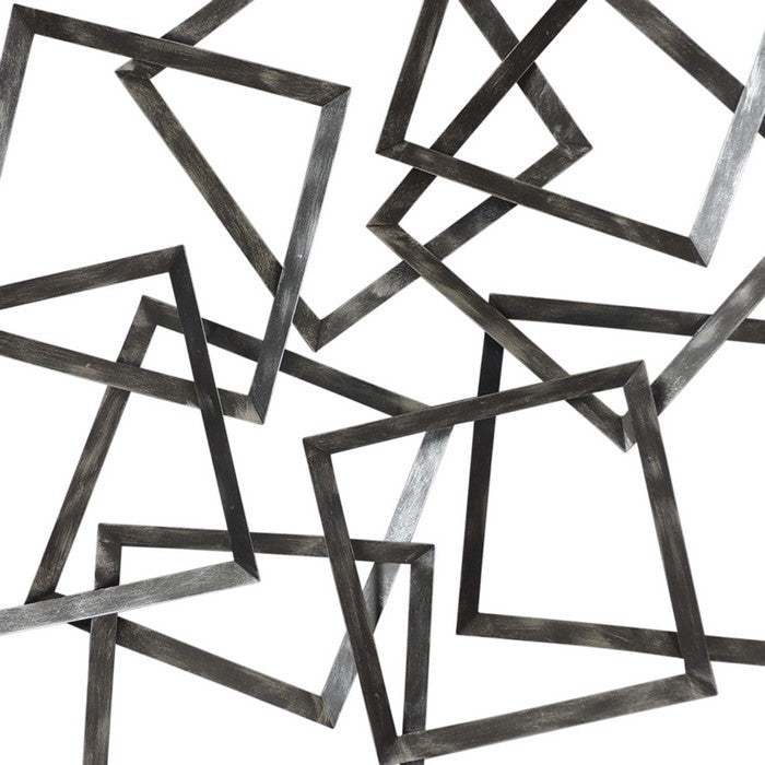 Interconnected Squares Metal Frame Wall Decor, Gray