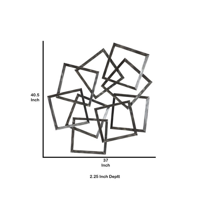Interconnected Squares Metal Frame Wall Decor, Gray