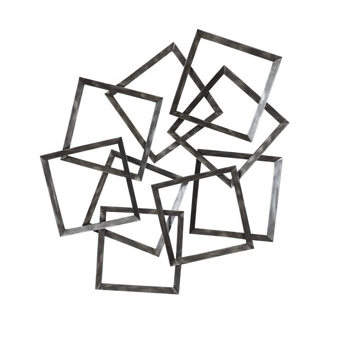 Interconnected Squares Metal Frame Wall Decor, Gray