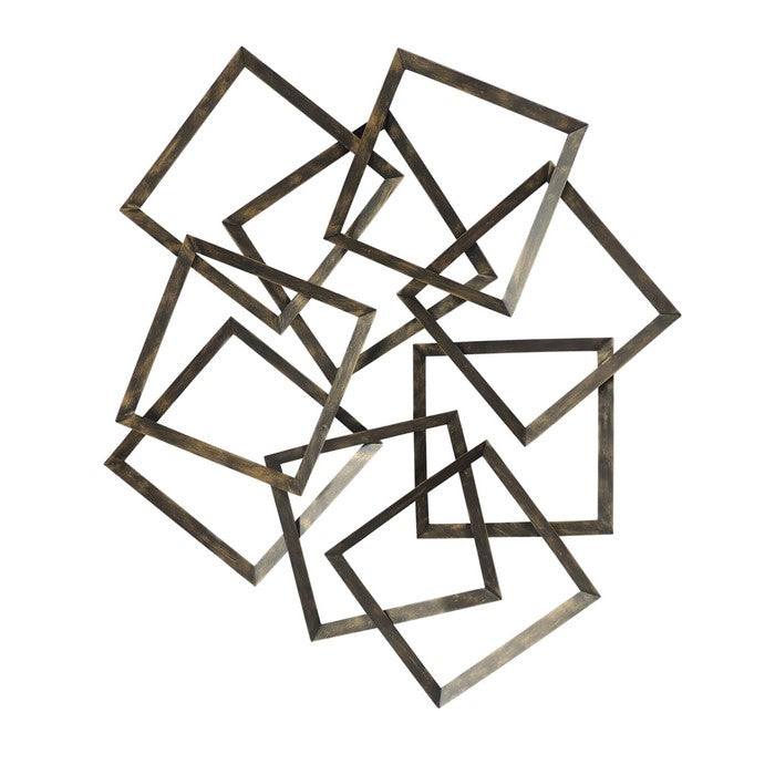 Interconnected Squares Metal Frame Wall Decor, Bronze