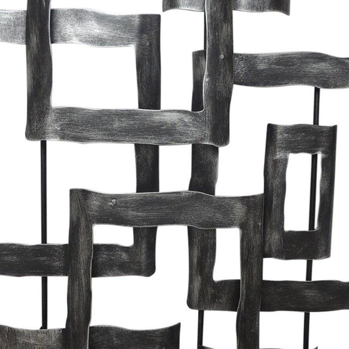 Interconnected Rectangles Hammered Metal Frame Wall Decor, Gray