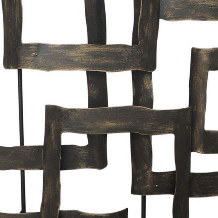 Interconnected Rectangles Hammered Metal Frame Wall Decor, Bronze