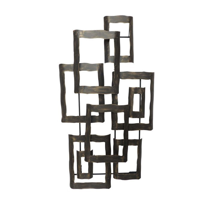 Interconnected Rectangles Hammered Metal Frame Wall Decor, Bronze