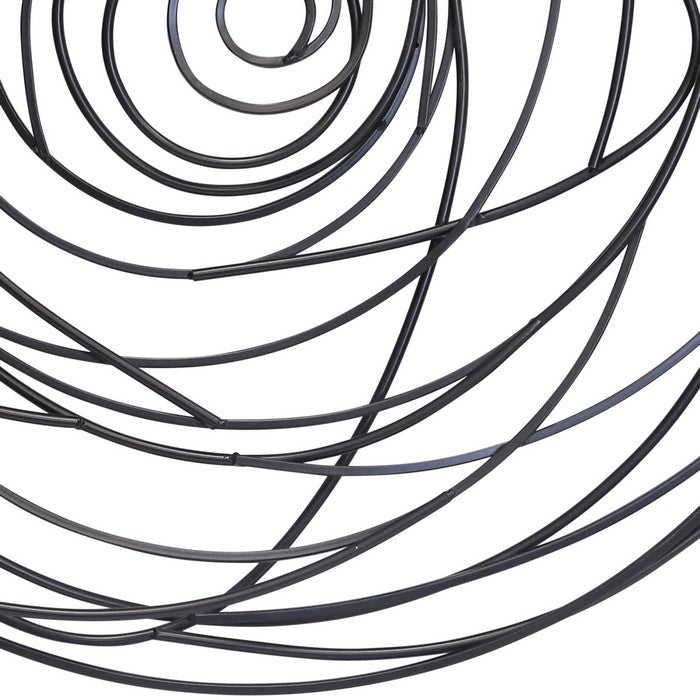 35 Inches Industrial Style Spiral Metal Frame Wall Decor, Black