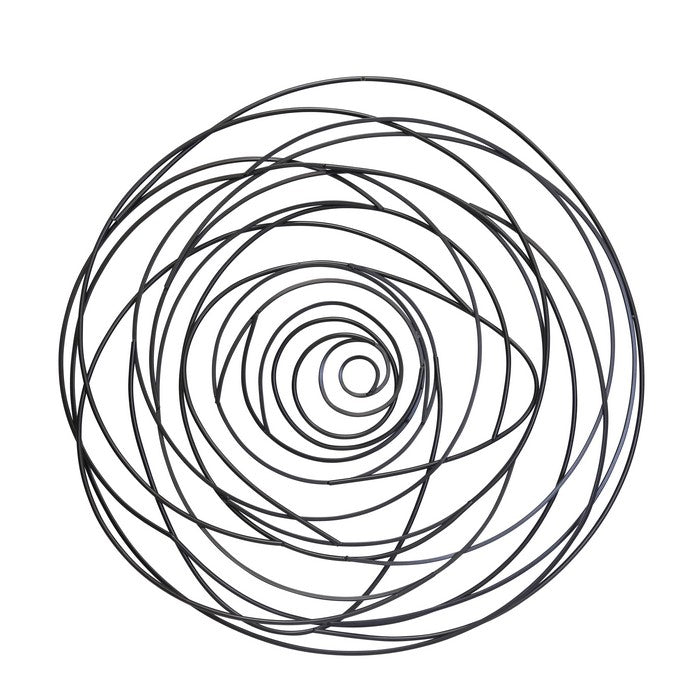 35 Inches Industrial Style Spiral Metal Frame Wall Decor, Black