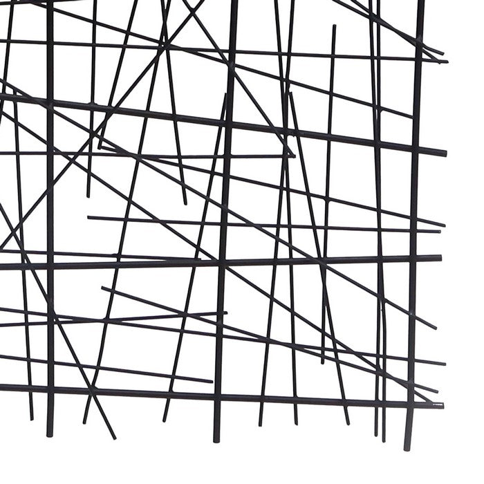 29 Inches Rectangular Metal Frame Wire Wall Decor,  Black