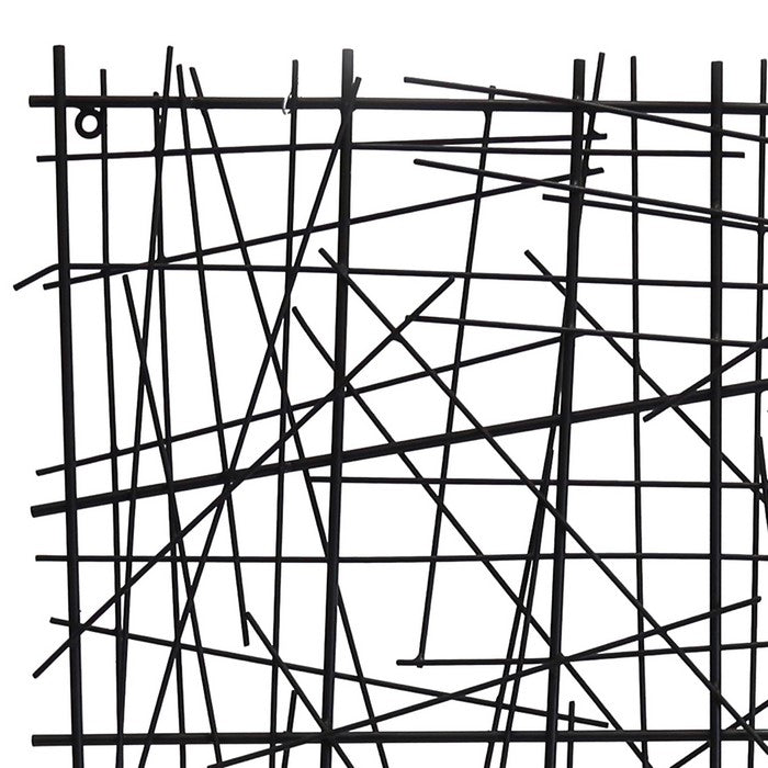 29 Inches Rectangular Metal Frame Wire Wall Decor,  Black
