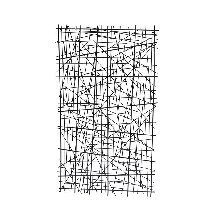 29 Inches Rectangular Metal Frame Wire Wall Decor,  Black