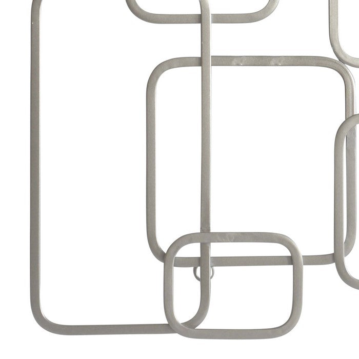 26 Inches Conjoined Rectangles Metal Frame Wall Decor, Silver