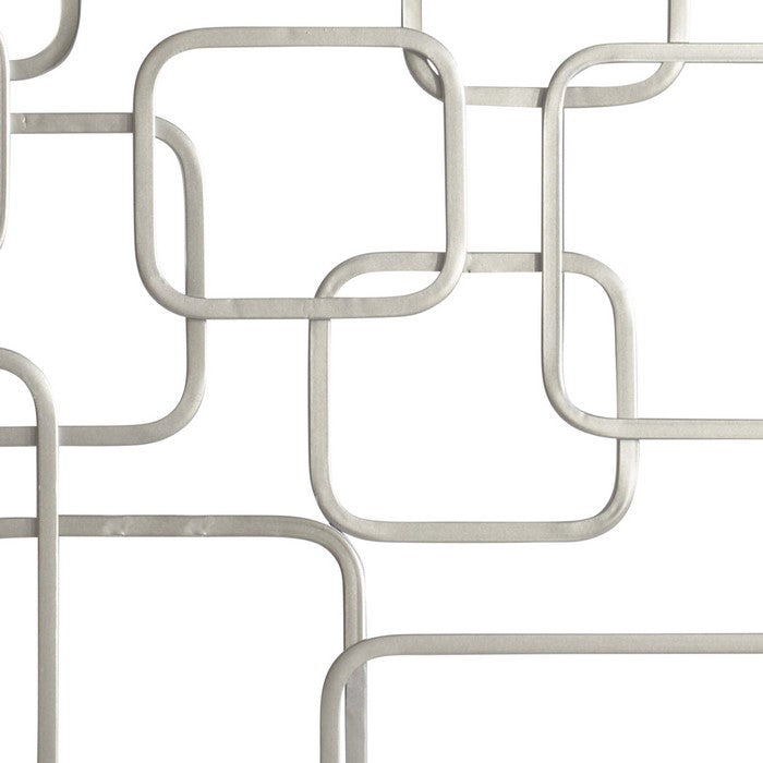 26 Inches Conjoined Rectangles Metal Frame Wall Decor, Silver