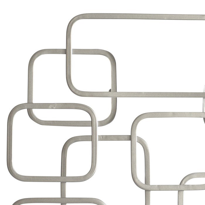 26 Inches Conjoined Rectangles Metal Frame Wall Decor, Silver