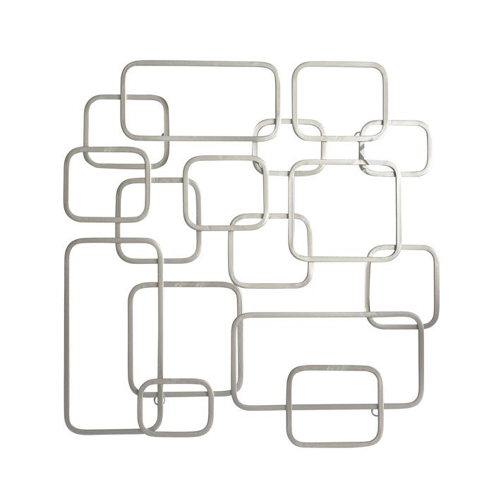 26 Inches Conjoined Rectangles Metal Frame Wall Decor, Silver